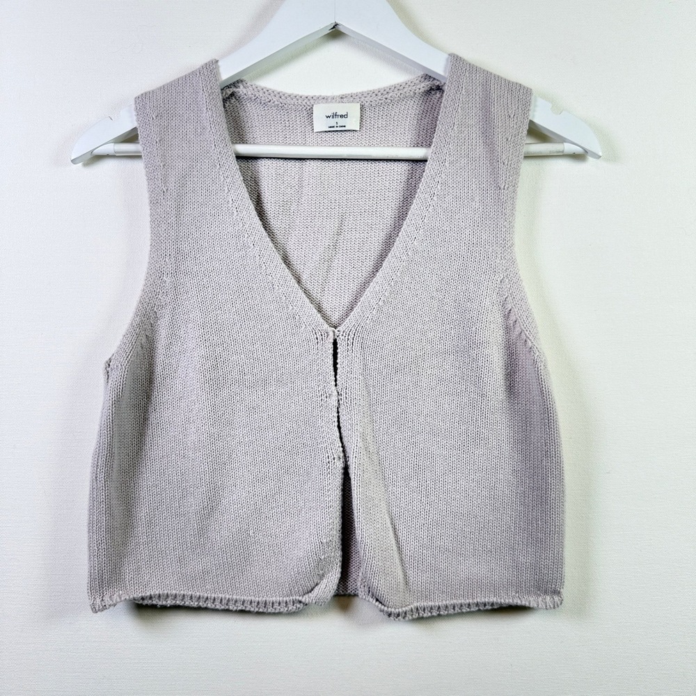 WILFRED Mauve V-Neck Cropped Knit Sweater Vest S